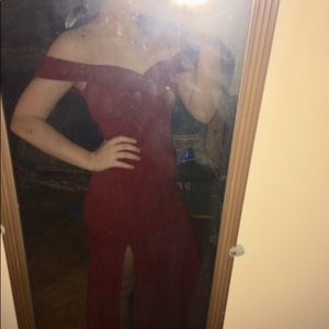 Maroon off shoulder dress